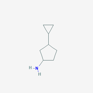 molecular formula C8H15N B13553413 3-Cyclopropylcyclopentan-1-amine 