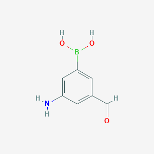 molecular formula C7H8BNO3 B13553555 (3-Amino-5-formylphenyl)boronic acid 