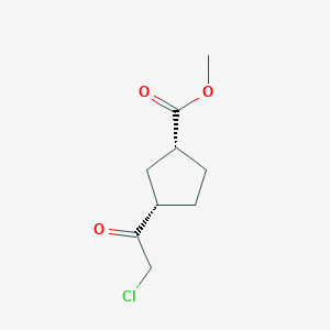 molecular formula C9H13ClO3 B13553566 rac-methyl (1R,3S)-3-(2-chloroacetyl)cyclopentane-1-carboxylate 