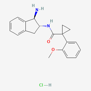 molecular formula C20H23ClN2O2 B13553570 N-((1R,2R)-1-Amino-2,3-dihydro-1H-inden-2-yl)-1-(2-methoxyphenyl)cyclopropanecarboxamide hydrochloride 