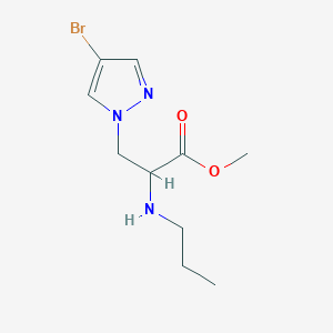 molecular formula C10H16BrN3O2 B13553571 Methyl 3-(4-bromo-1h-pyrazol-1-yl)-2-(propylamino)propanoate 