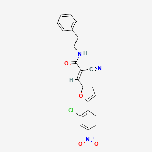 molecular formula C22H16ClN3O4 B13553645 (2E)-3-[5-(2-chloro-4-nitrophenyl)furan-2-yl]-2-cyano-N-(2-phenylethyl)prop-2-enamide 