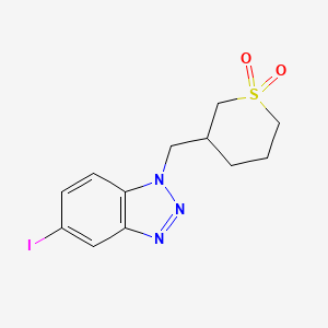 molecular formula C12H14IN3O2S B13553673 3-((5-Iodo-1H-benzo[d][1,2,3]triazol-1-yl)methyl)tetrahydro-2H-thiopyran 1,1-dioxide 