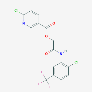 molecular formula C15H9Cl2F3N2O3 B13553707 {[2-Chloro-5-(trifluoromethyl)phenyl]carbamoyl}methyl 6-chloropyridine-3-carboxylate 