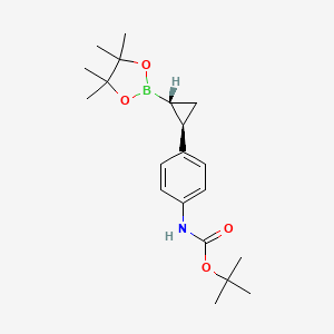 molecular formula C20H30BNO4 B13553749 rac-tert-butyl N-{4-[(1R,2R)-2-(tetramethyl-1,3,2-dioxaborolan-2-yl)cyclopropyl]phenyl}carbamate 