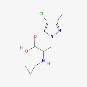 molecular formula C10H14ClN3O2 B13553817 3-(4-Chloro-3-methyl-1h-pyrazol-1-yl)-2-(cyclopropylamino)propanoic acid 