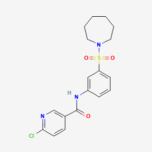 molecular formula C18H20ClN3O3S B13553928 N-[3-(azepan-1-ylsulfonyl)phenyl]-6-chloropyridine-3-carboxamide CAS No. 775316-29-5