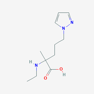 molecular formula C11H19N3O2 B13553952 2-(Ethylamino)-2-methyl-5-(1h-pyrazol-1-yl)pentanoic acid 