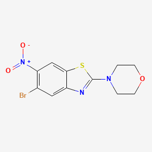 molecular formula C11H10BrN3O3S B13553989 5-Bromo-2-(morpholin-4-yl)-6-nitro-1,3-benzothiazole 