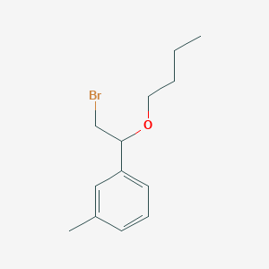 molecular formula C13H19BrO B13554025 1-(2-Bromo-1-butoxyethyl)-3-methylbenzene 