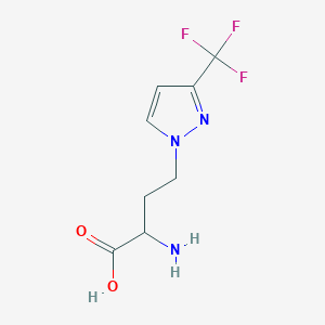 molecular formula C8H10F3N3O2 B13554046 2-Amino-4-(3-(trifluoromethyl)-1h-pyrazol-1-yl)butanoic acid 