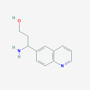 molecular formula C12H14N2O B13554064 3-Amino-3-(quinolin-6-yl)propan-1-ol 