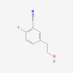 molecular formula C9H8FNO B13554400 2-Fluoro-5-(2-hydroxyethyl)benzonitrile 