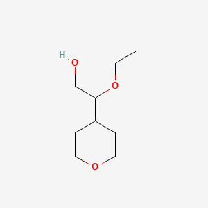 molecular formula C9H18O3 B13554410 2-Ethoxy-2-(oxan-4-yl)ethan-1-ol 