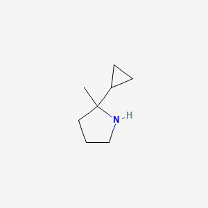 molecular formula C8H15N B13554479 2-Cyclopropyl-2-methylpyrrolidine 