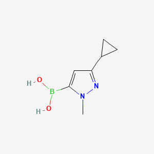 molecular formula C7H11BN2O2 B13554570 (3-Cyclopropyl-1-methyl-1H-pyrazol-5-yl)boronic Acid 