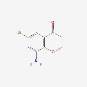 molecular formula C9H8BrNO2 B13554709 8-amino-6-bromo-3,4-dihydro-2H-1-benzopyran-4-one 