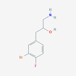 molecular formula C9H11BrFNO B13554758 1-Amino-3-(3-bromo-4-fluorophenyl)propan-2-ol 