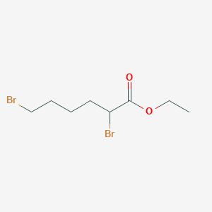 molecular formula C8H14Br2O2 B13554761 Hexanoic acid, 2,6-dibromo-, ethyl ester 