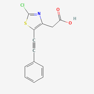 molecular formula C13H8ClNO2S B13554865 2-[2-Chloro-5-(2-phenylethynyl)-1,3-thiazol-4-yl]aceticacid 