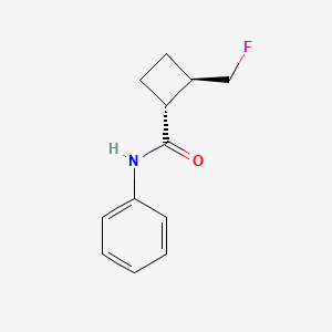 molecular formula C12H14FNO B13554878 rac-(1R,2R)-2-(fluoromethyl)-N-phenylcyclobutane-1-carboxamide 