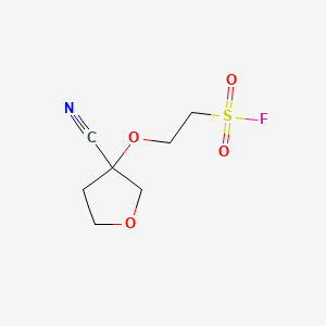 molecular formula C7H10FNO4S B13554904 2-[(3-Cyanooxolan-3-yl)oxy]ethane-1-sulfonyl fluoride 