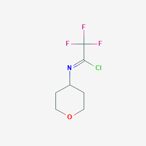 molecular formula C7H9ClF3NO B13554989 (E)-2,2,2-trifluoro-N-(oxan-4-yl)ethanecarbonimidoyl chloride 