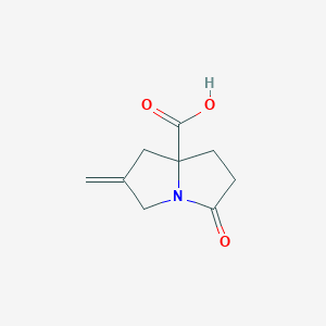 molecular formula C9H11NO3 B13554990 2-methylidene-5-oxo-hexahydro-1H-pyrrolizine-7a-carboxylicacid 