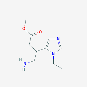 molecular formula C10H17N3O2 B13555035 Methyl 4-amino-3-(1-ethyl-1h-imidazol-5-yl)butanoate 