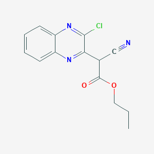 molecular formula C14H12ClN3O2 B13555042 Propyl (3-chloroquinoxalin-2-yl)(cyano)acetate 