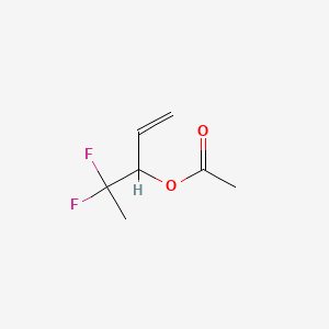 molecular formula C7H10F2O2 B13555125 4,4-Difluoropent-1-en-3-yl acetate 