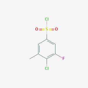 molecular formula C7H5Cl2FO2S B13555227 4-Chloro-3-fluoro-5-methylbenzene-1-sulfonyl chloride 