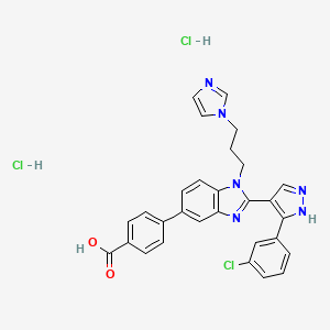 4-{2-[3-(3-chlorophenyl)-1H-pyrazol-4-yl]-1-[3-(1H-imidazol-1-yl)propyl]-1H-1,3-benzodiazol-5-yl}benzoic acid dihydrochloride