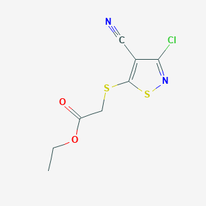 molecular formula C8H7ClN2O2S2 B13555248 Ethyl 2-[(3-chloro-4-cyano-1,2-thiazol-5-yl)sulfanyl]acetate 