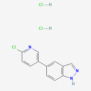 molecular formula C12H10Cl3N3 B13555356 5-(6-chloropyridin-3-yl)-1H-indazoledihydrochloride 