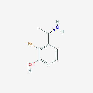 molecular formula C8H10BrNO B13555425 (S)-3-(1-Aminoethyl)-2-bromophenol 