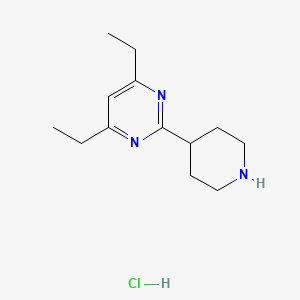 molecular formula C13H22ClN3 B13555426 4,6-Diethyl-2-(piperidin-4-yl)pyrimidinehydrochloride 