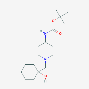 molecular formula C17H32N2O3 B13555554 tert-butyl N-{1-[(1-hydroxycyclohexyl)methyl]piperidin-4-yl}carbamate 