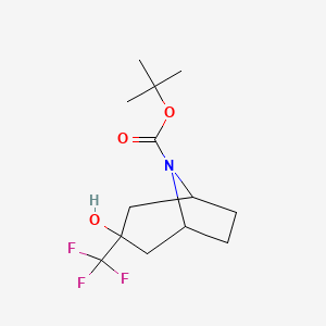 molecular formula C13H20F3NO3 B13555582 Tert-butyl 3-hydroxy-3-(trifluoromethyl)-8-azabicyclo[3.2.1]octane-8-carboxylate 