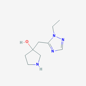 molecular formula C9H16N4O B13555593 3-((1-Ethyl-1h-1,2,4-triazol-5-yl)methyl)pyrrolidin-3-ol 