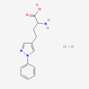 molecular formula C13H16ClN3O2 B13555685 2-amino-4-(1-phenyl-1H-pyrazol-4-yl)butanoic acid hydrochloride 