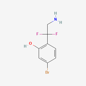 molecular formula C8H8BrF2NO B13555767 2-(2-Amino-1,1-difluoroethyl)-5-bromophenol 