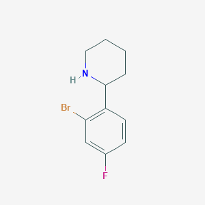 molecular formula C11H13BrFN B13555783 2-(2-Bromo-4-fluorophenyl)piperidine 