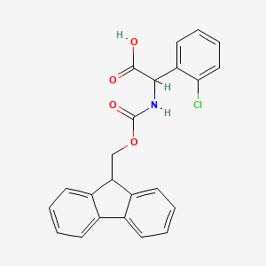 molecular formula C23H18ClNO4 B13555866 (R)-(2-Chloro-phenyl)-[(9H-fluoren-9-ylmethoxycarbonylamino)]-acetic acid CAS No. 1025496-19-8