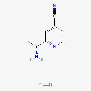 molecular formula C8H10ClN3 B13555907 (R)-2-(1-Aminoethyl)isonicotinonitrile hydrochloride 