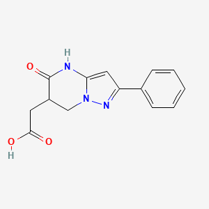 molecular formula C14H13N3O3 B13555981 2-{5-oxo-2-phenyl-4H,5H,6H,7H-pyrazolo[1,5-a]pyrimidin-6-yl}acetic acid 