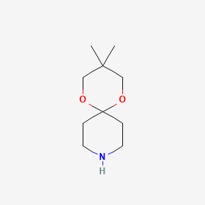 molecular formula C10H19NO2 B1355600 3,3-Dimethyl-1,5-dioxa-9-azaspiro[5.5]undecane CAS No. 65535-86-6