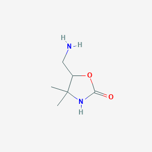 molecular formula C6H12N2O2 B13556031 5-(Aminomethyl)-4,4-dimethyl-1,3-oxazolidin-2-one 