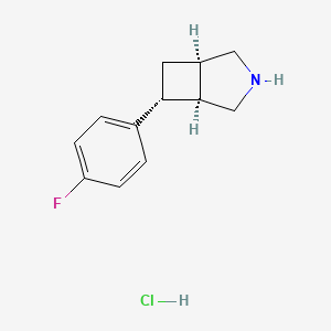 molecular formula C12H15ClFN B13556033 rac-(1R,5S,6R)-6-(4-fluorophenyl)-3-azabicyclo[3.2.0]heptanehydrochloride 