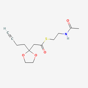 molecular formula C13H19NO4S B13556045 N-[2-({2-[2-(but-3-yn-1-yl)-1,3-dioxolan-2-yl]acetyl}sulfanyl)ethyl]acetamide 